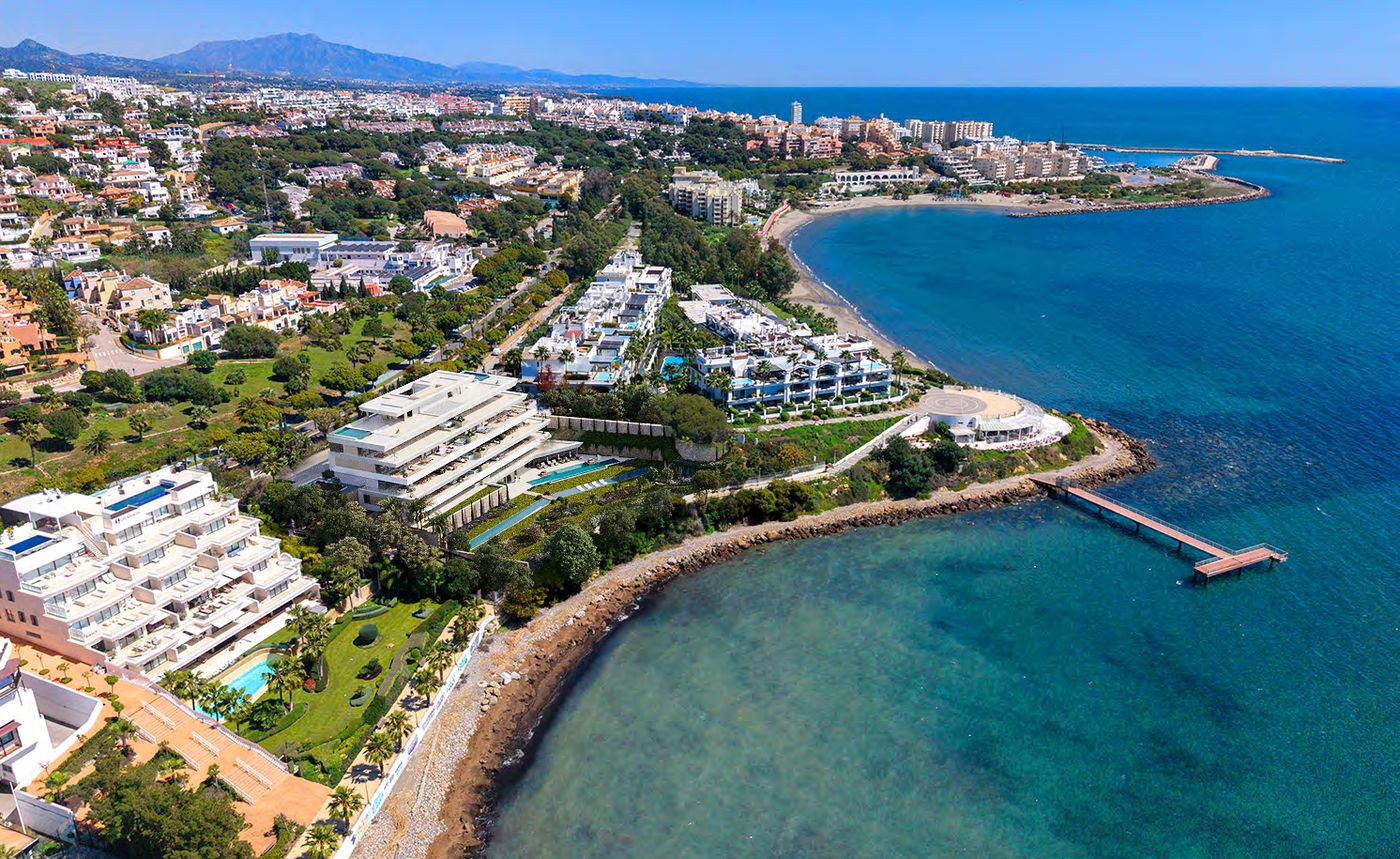 The building on the seafront, from above