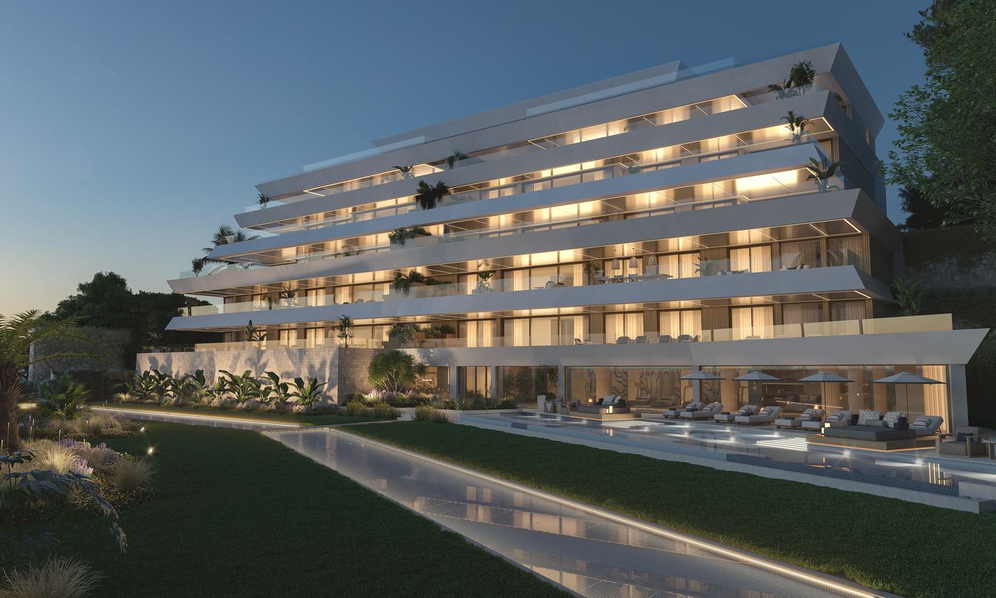 The ten homes on the sea at dusk