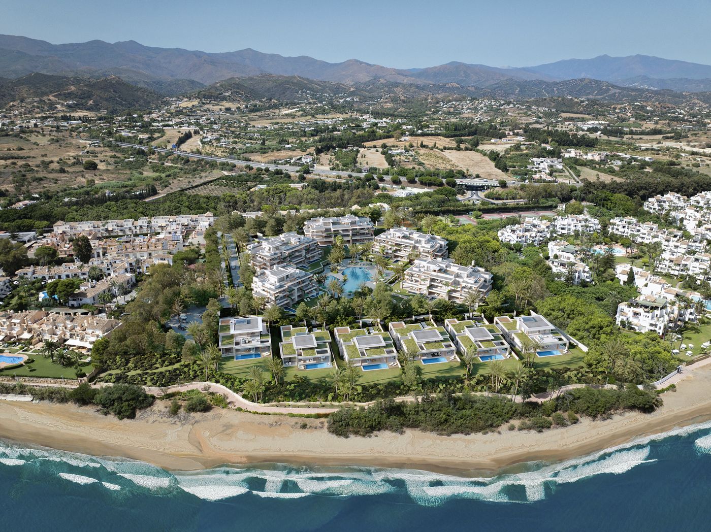 The resort on the beach from above
