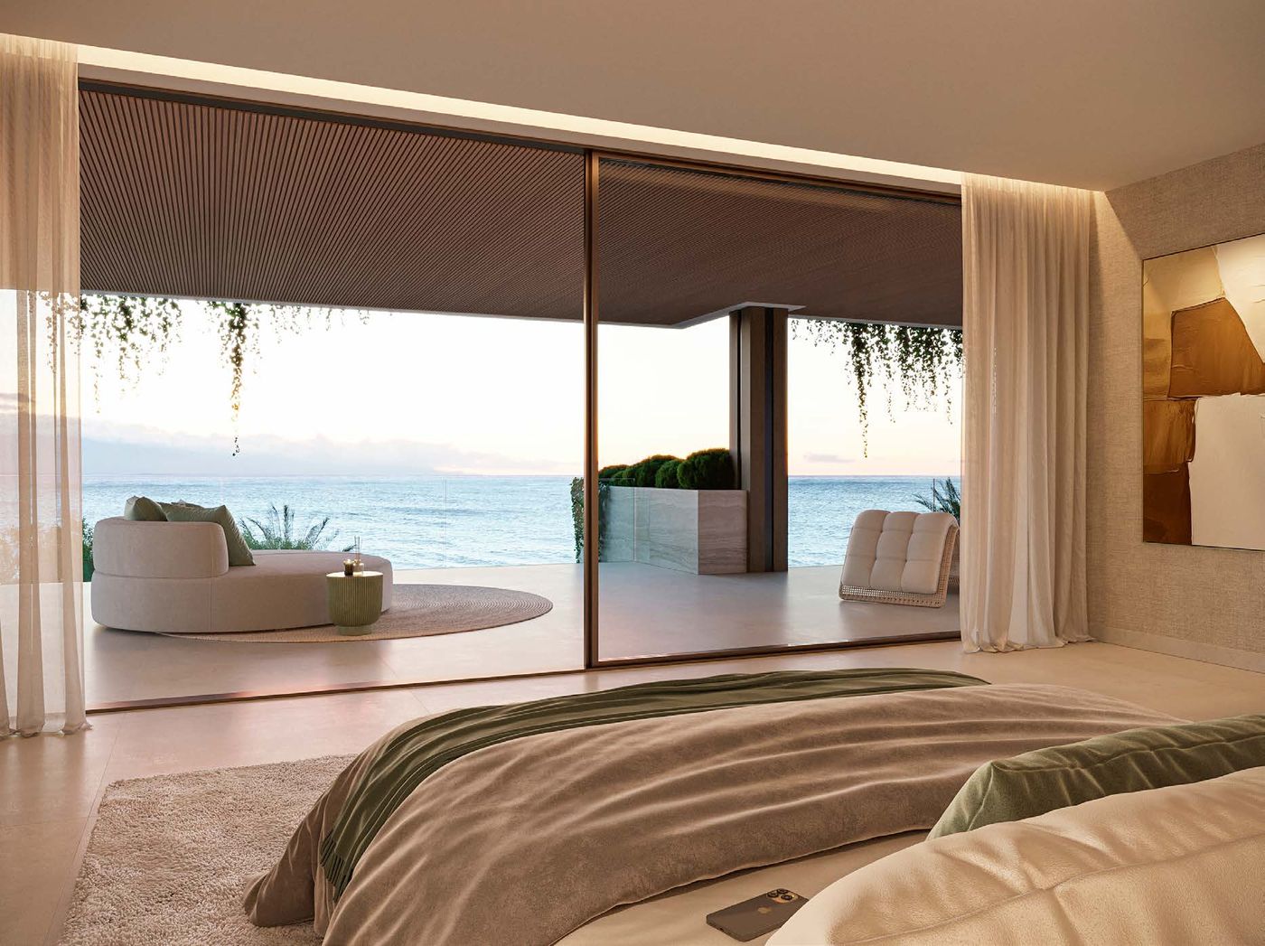 A bedroom facing the sea