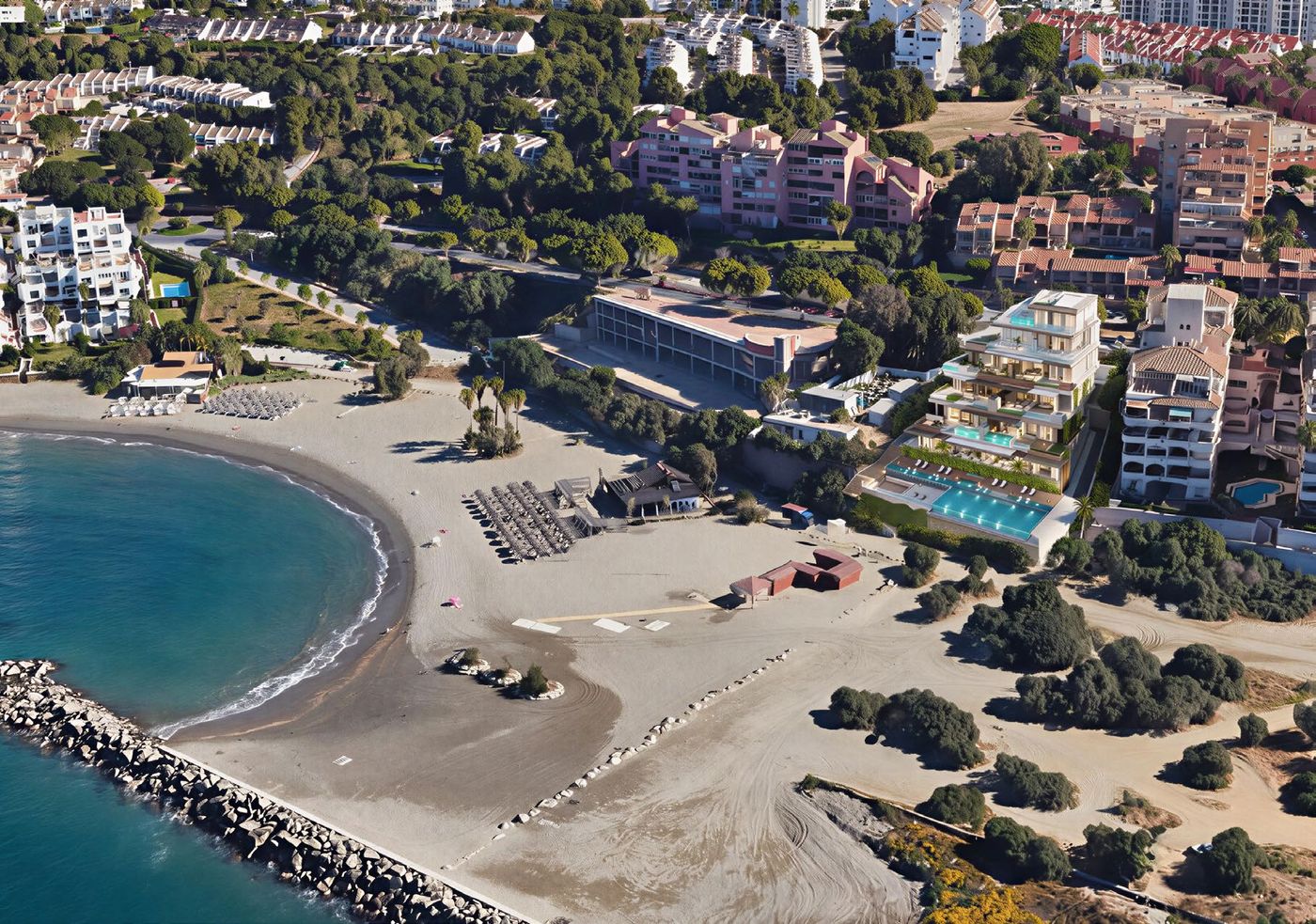 The beach and the marina from above