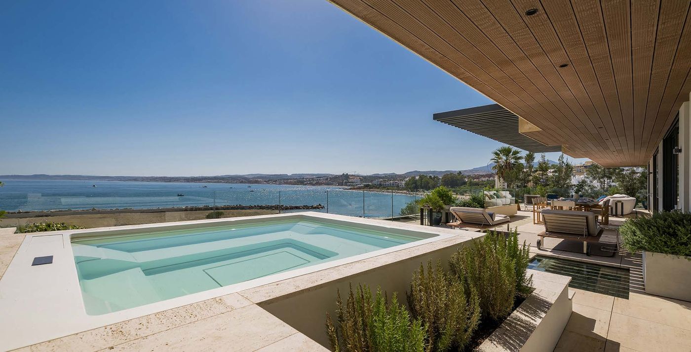 A terrace with a plunge pool