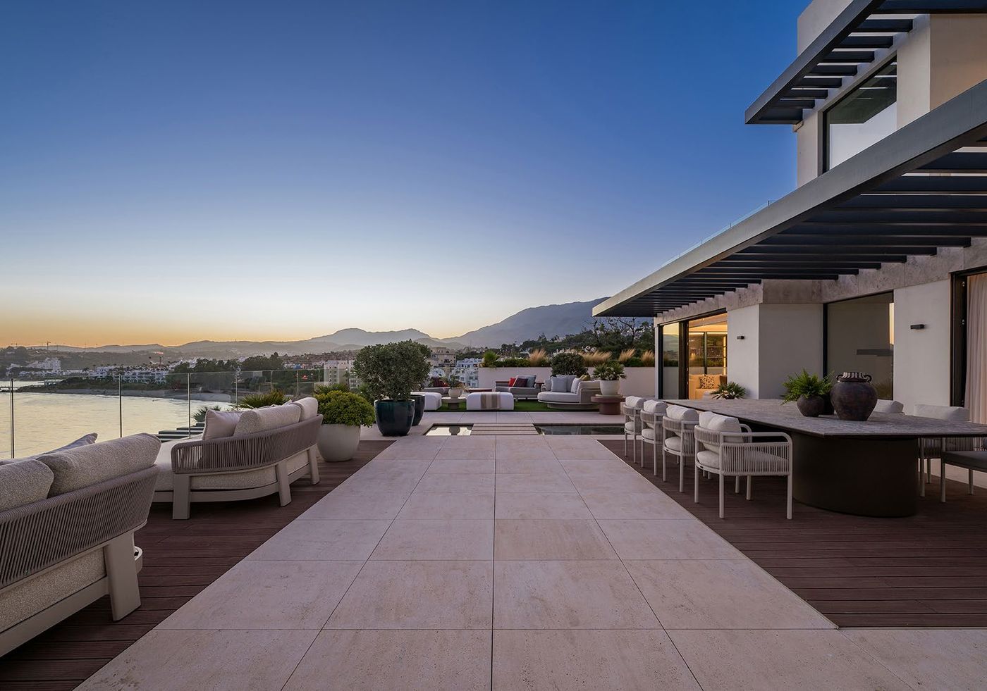 The terrace at dusk